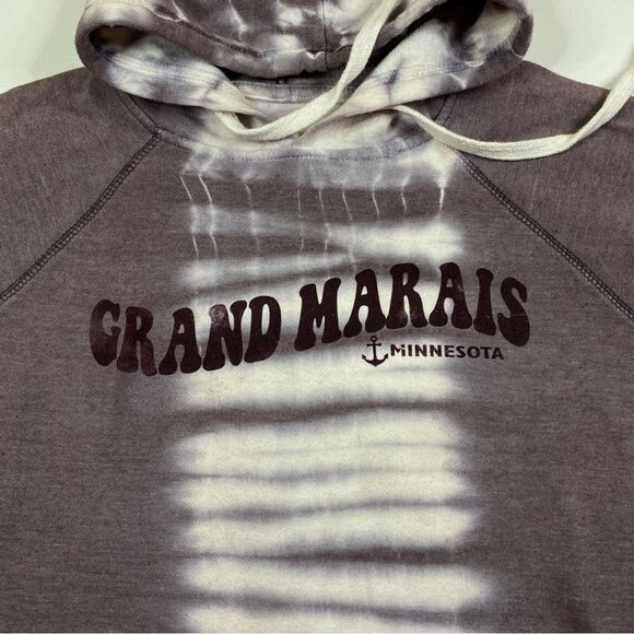 Grand Marais Minnesota Hoodie Women's Small Bleached Tie-Dye Pullover Souevenir - Picture 2 of 8